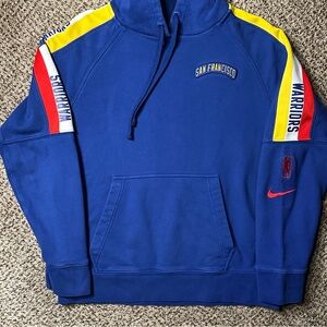 Nike Royal Blue golden state Warriors Pullover Hoodie with Yellow & Red Accents